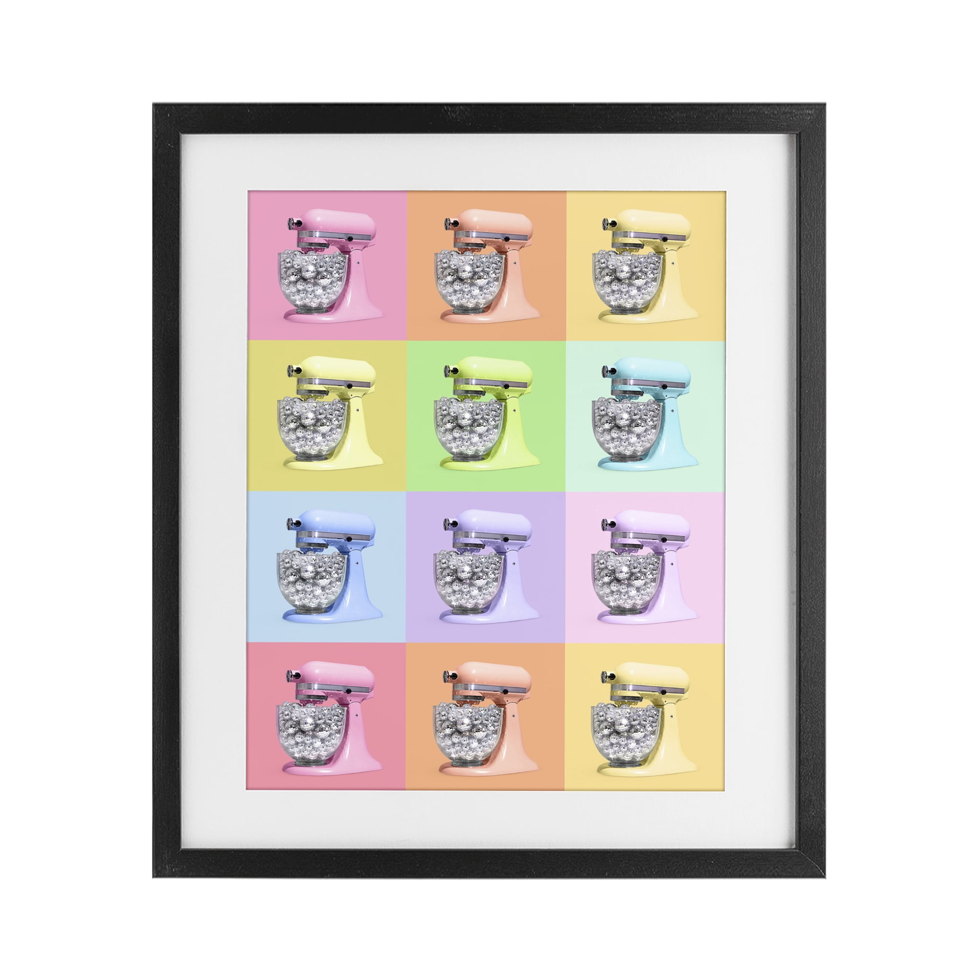 Stupell Industries Disco Ball Kitchen Mixer Collage Black Framed Print Under Glass, design by LISH Creative