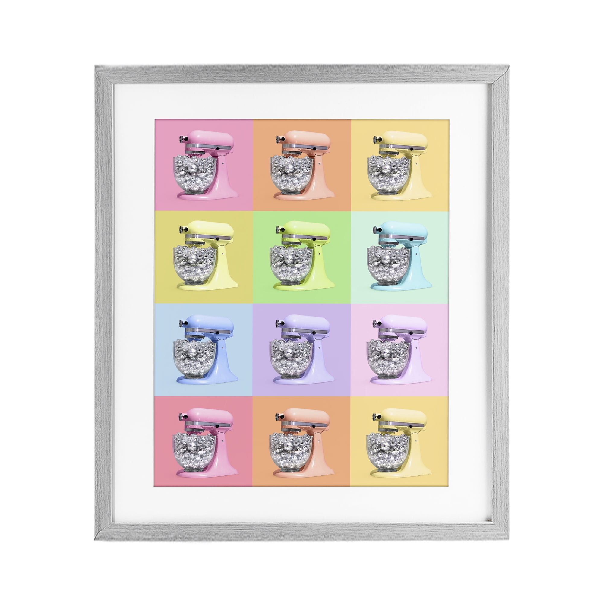 Stupell Industries Disco Ball Kitchen Mixer Collage Gray Framed Print Under Glass, design by LISH Creative