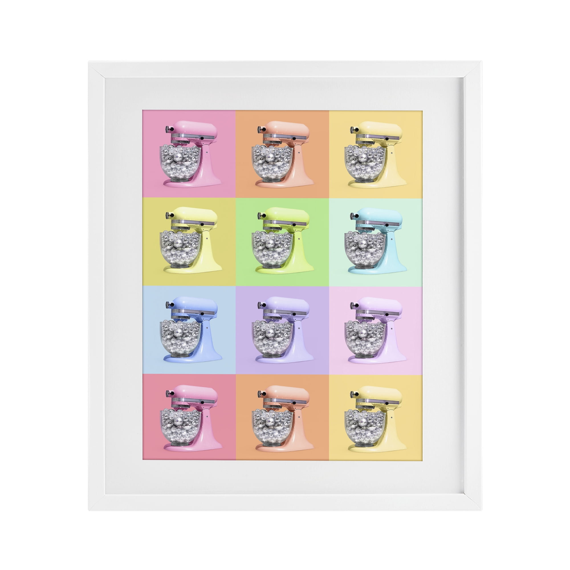 Stupell Industries Disco Ball Kitchen Mixer Collage White Framed Print Under Glass, design by LISH Creative