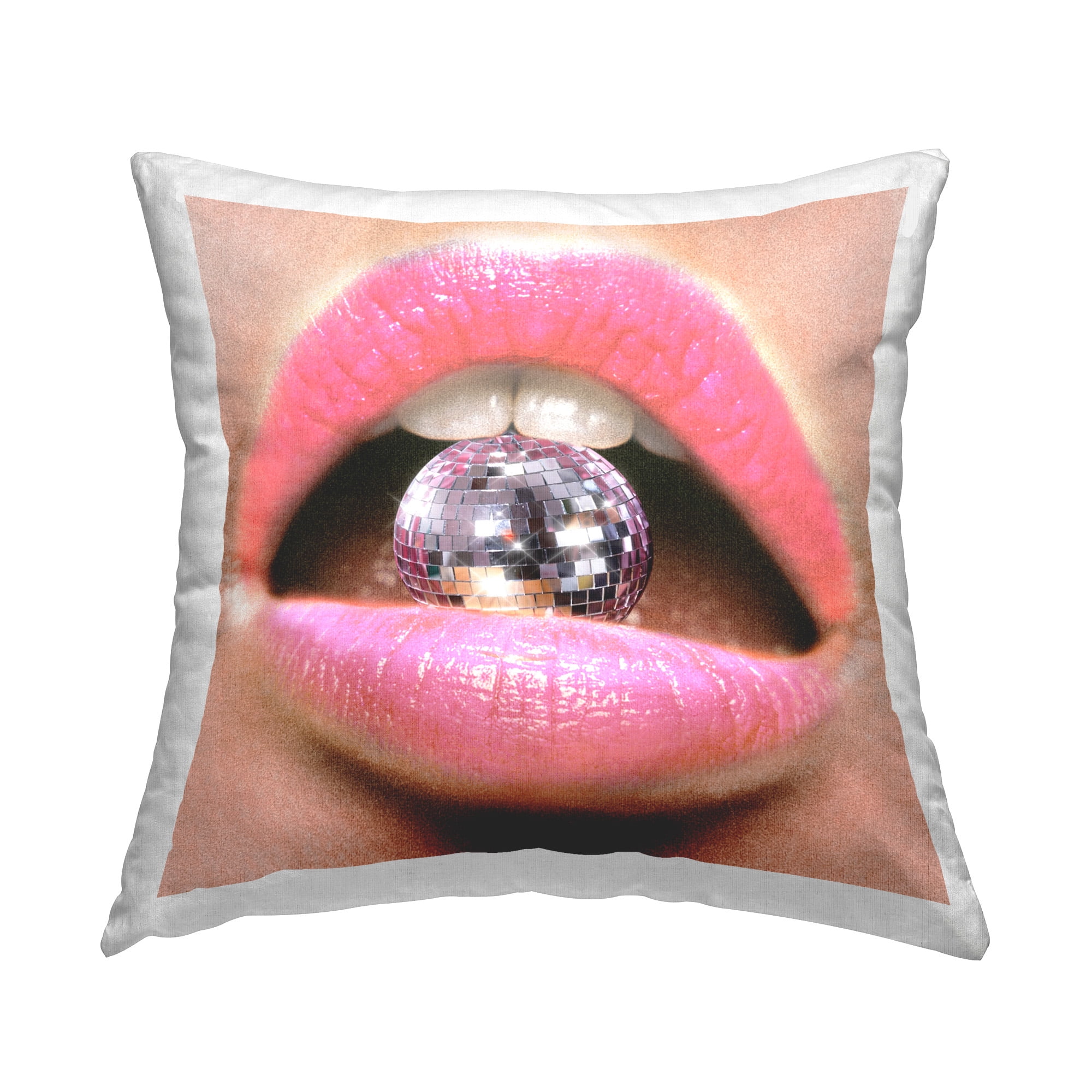 Stupell Industries Disco Ball & Lips Decorative Printed Throw Pillow Design by Ziwei Li