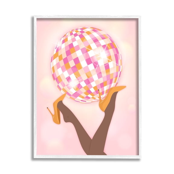 Stupell Industries Disco Ball Retro Dancing Legs Beauty & Fashion Painting White Framed Art Print Wall Art