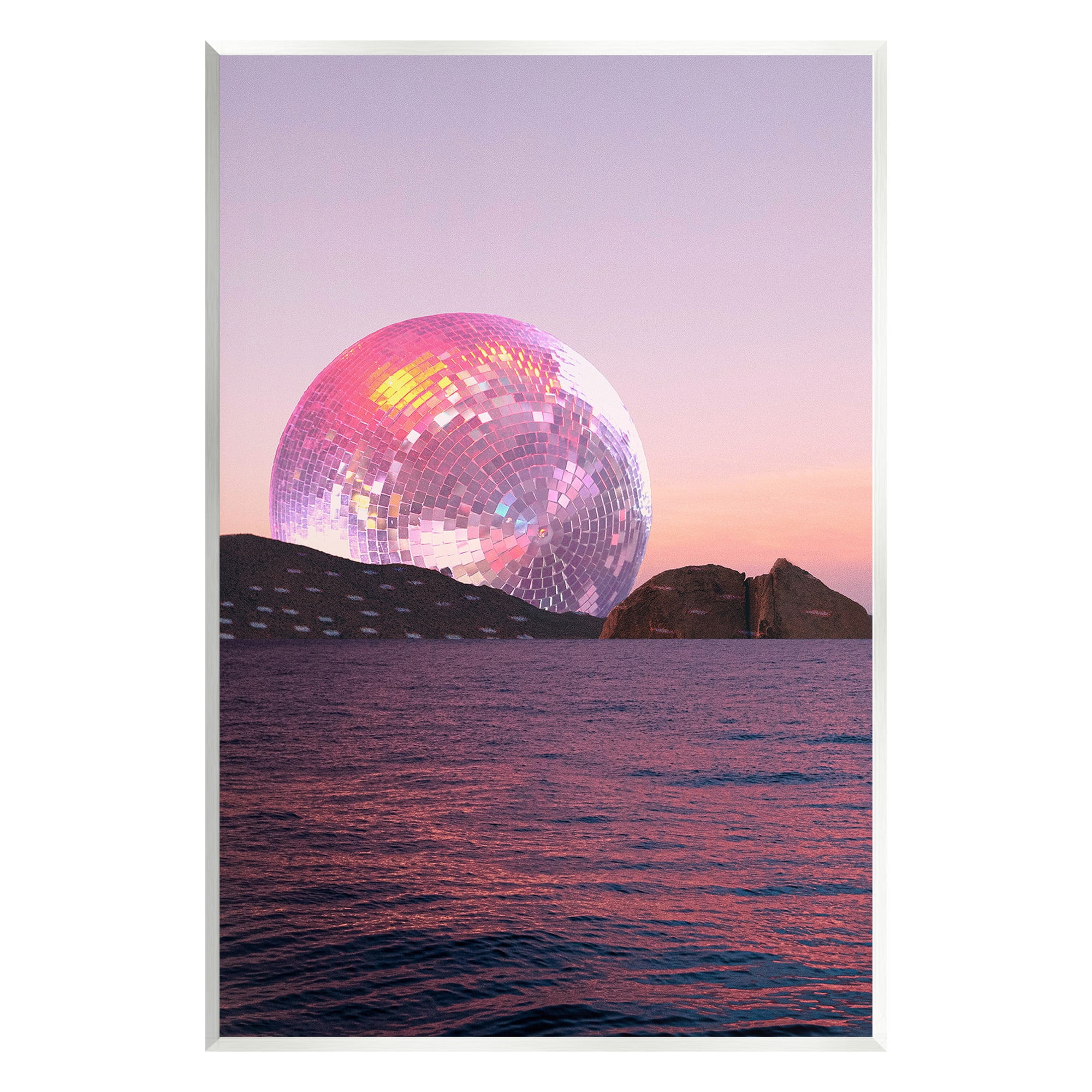 Stupell Industries Disco Ball Sunset Landscape Painting Unframed Art Print Wall Art, 13 x 19