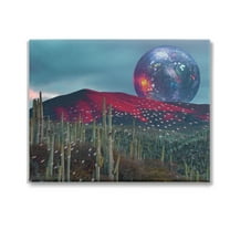 Stupell Industries Disco Ball in Desert Landscape Painting Gallery Wrapped Canvas Art Print Wall Art, 20 x 16