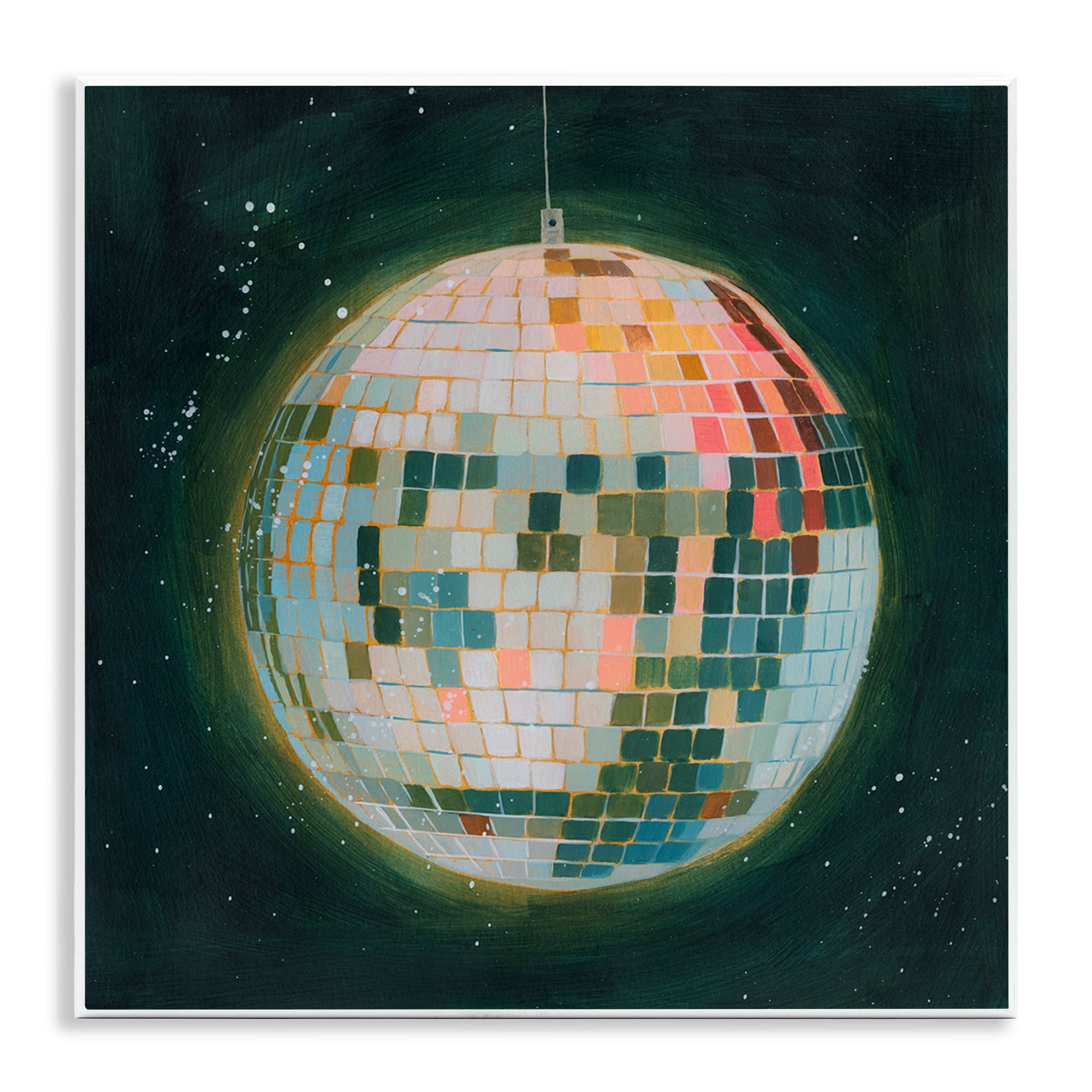 Stupell Industries Disco Ball in Space Entertainment Painting Unframed Art Print Wall Art, 12 x 12