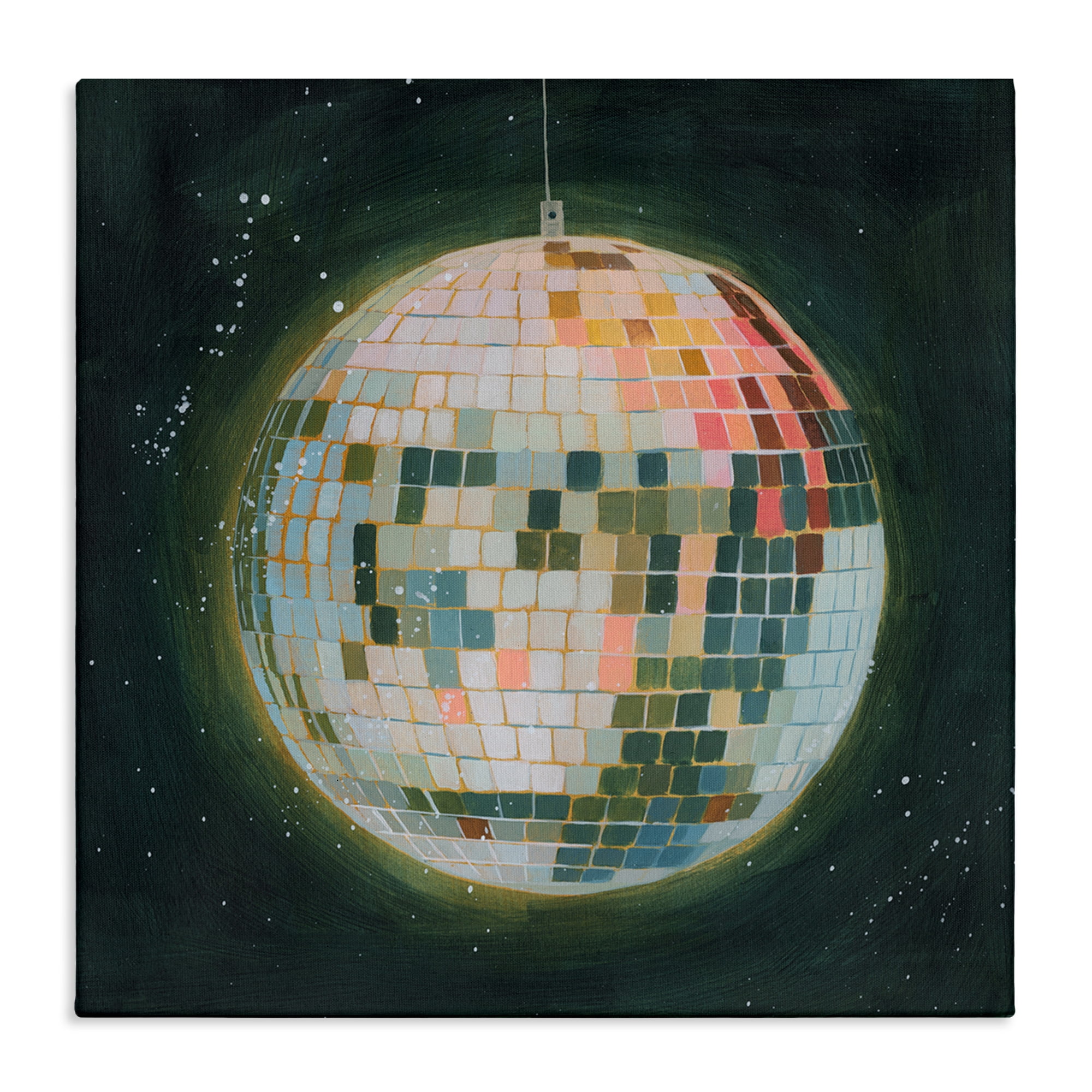 Stupell Industries Disco Ball in Space Entertainment Painting Wrapped Canvas Art Print Wall Art, 24 x 24