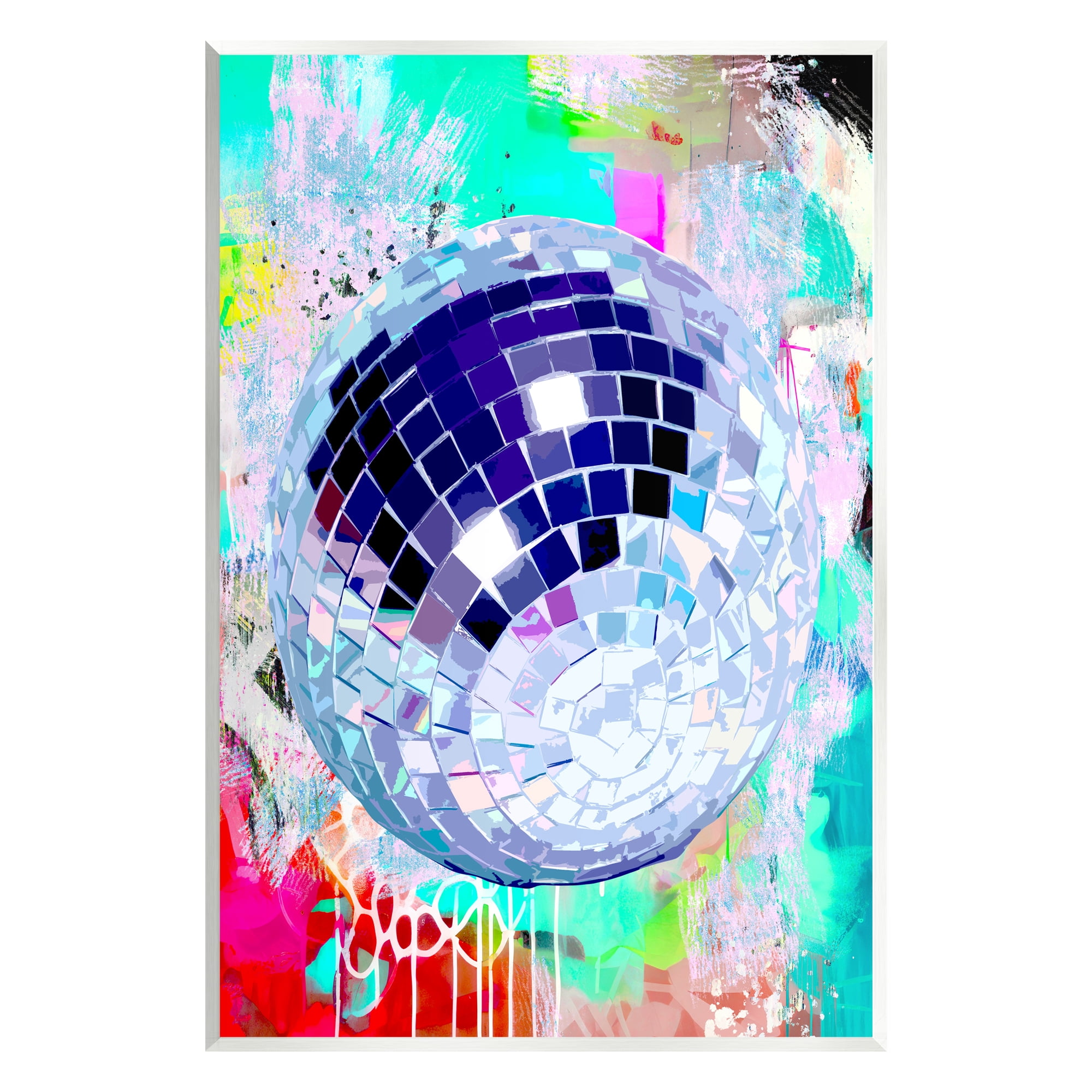 Stupell Industries Disco Ball on Graffiti Abstract Painting Unframed Art Print Wall Art, 10 x 15