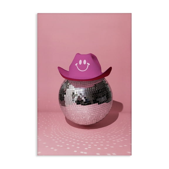 Stupell Industries Disco Ball with Cowboy Hat Performing Arts Painting Gallery Wrapped Canvas Art Print Wall Art, 16 x 24