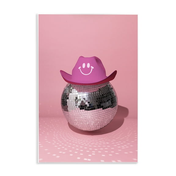 Stupell Industries Disco Ball with Cowboy Hat Performing Arts Painting Unframed Art Print Wall Art, 10 x 15