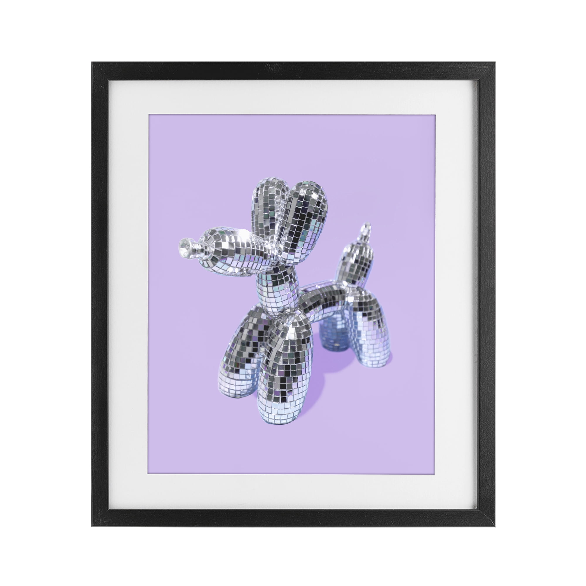 Stupell Industries Disco Balloon Animal on Lilac Black Framed Print Under Glass, design by LISH Creative
