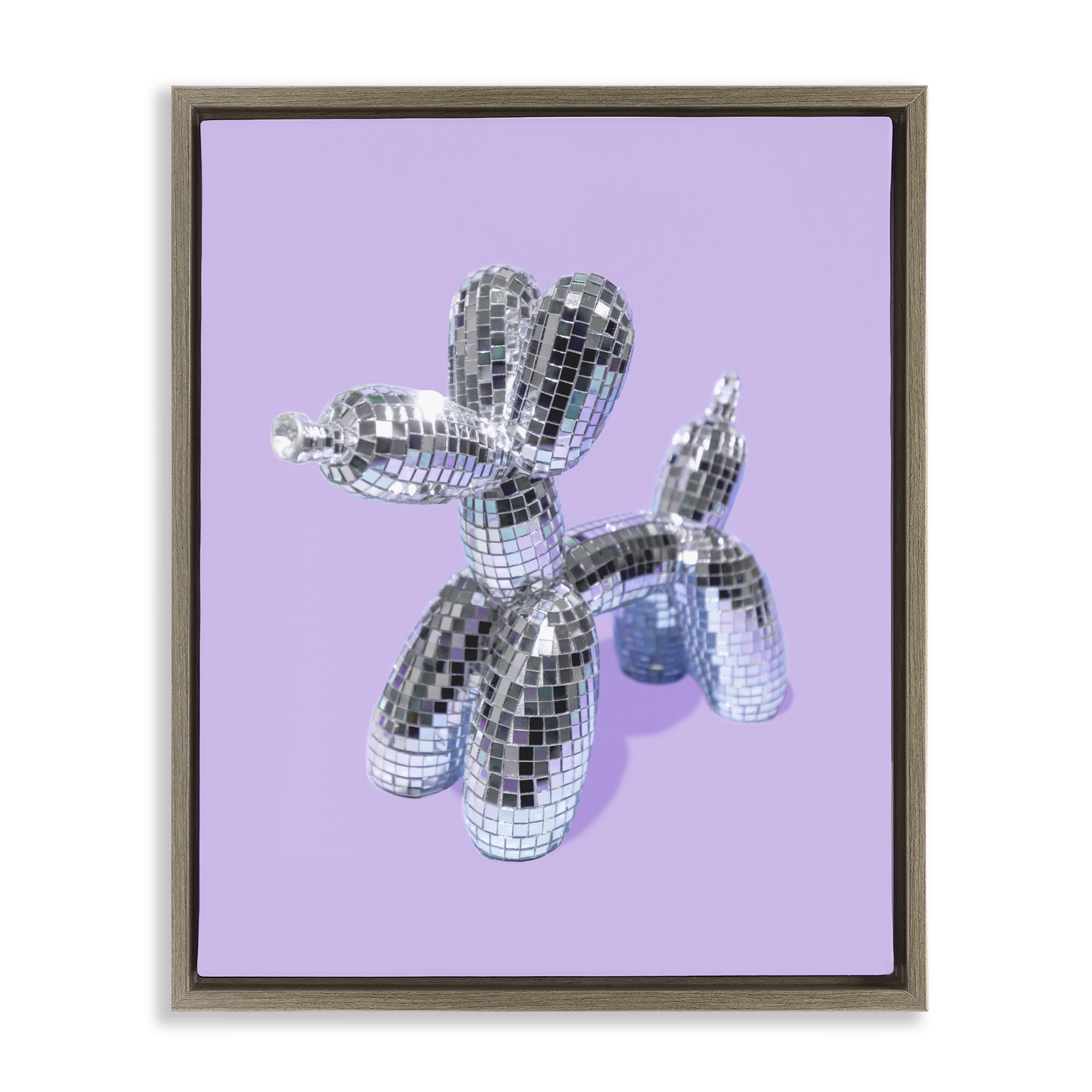 Stupell Industries Disco Balloon Animal on Lilac Brown Framed Floater Canvas Wall Art, design by LISH Creative