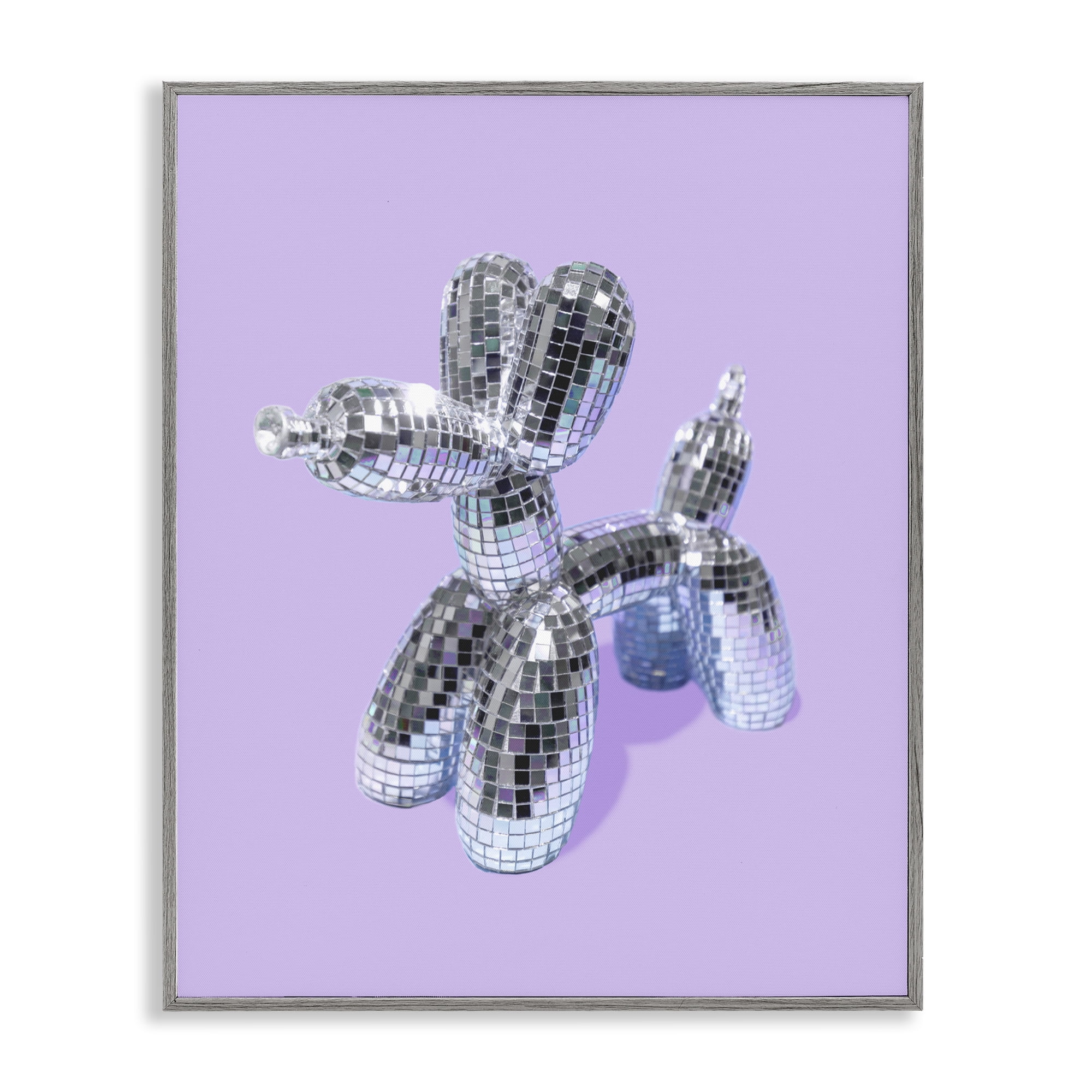 Stupell Industries Disco Balloon Animal on Lilac Gray Framed Giclee Art, design by LISH Creative