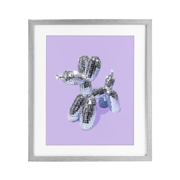 Stupell Industries Art Deco Disco Balloon Animal on Lilac Gray Framed Print Under Glass, 13 x 16, by LISH Creative