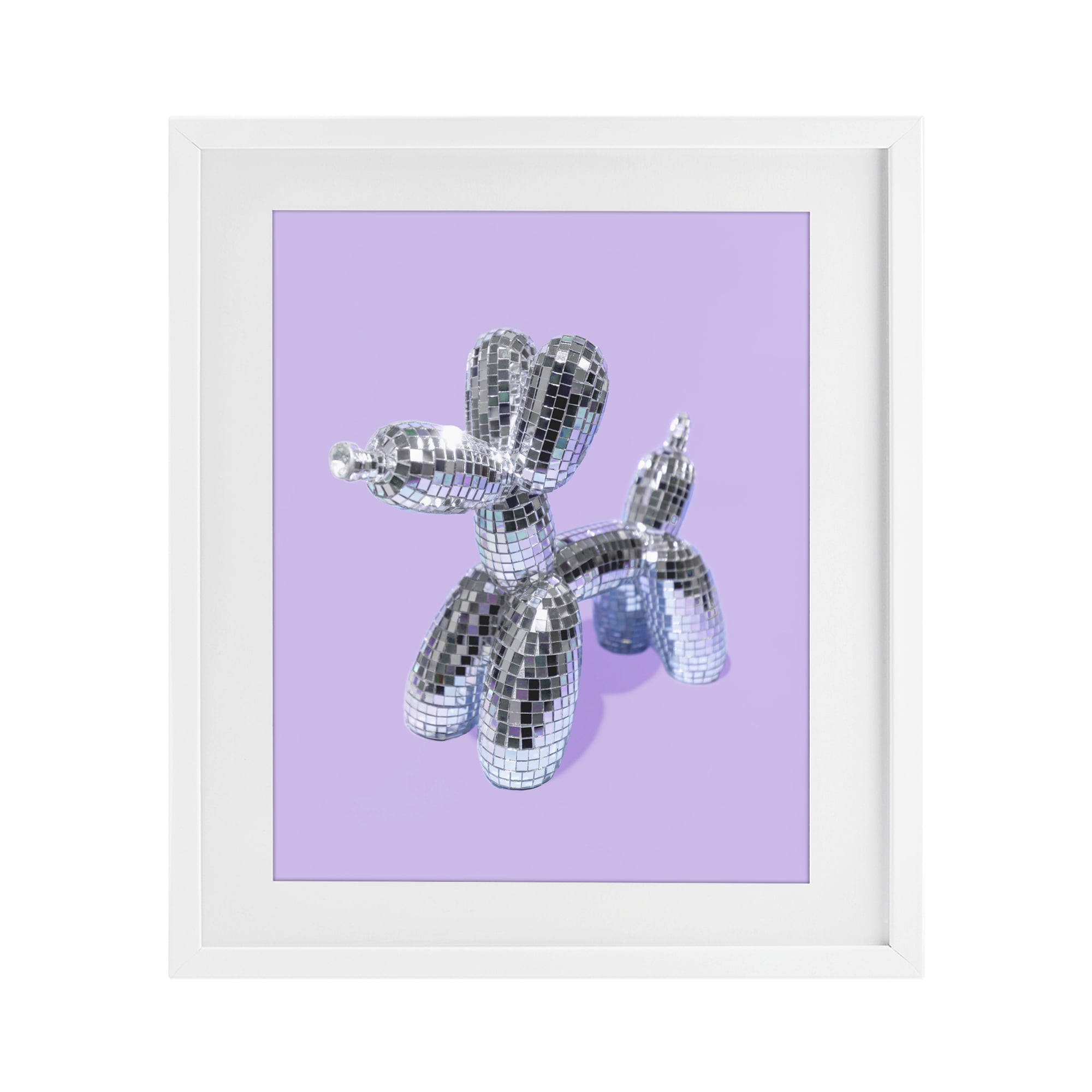 Stupell Industries Disco Balloon Animal on Lilac White Framed Print Under Glass, design by LISH Creative