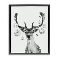 Stupell Industries Disco Balls & Fawn Animals & Insects Painting Black Floater Framed Canvas Art Print Wall Art, 17 x 21