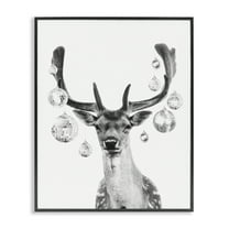 Stupell Industries Disco Balls & Fawn Animals & Insects Painting Black Framed Art Print Wall Art, 11 x 14