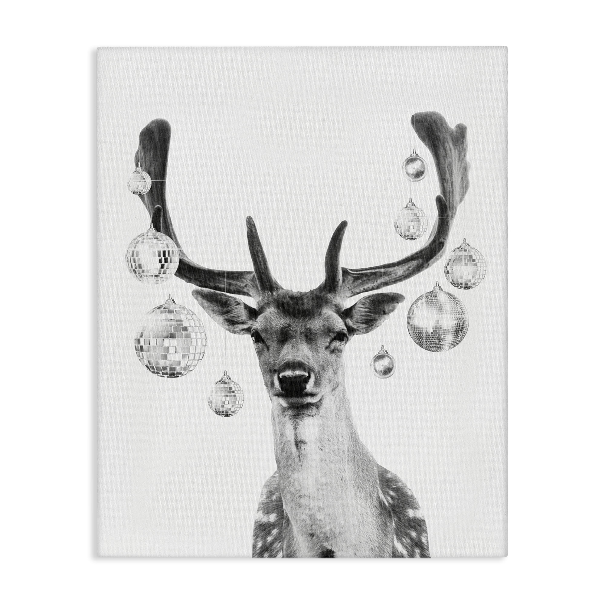 Stupell Industries Disco Balls & Fawn Animals & Insects Painting Gallery Wrapped Canvas Art Print Wall Art, 16 x 20