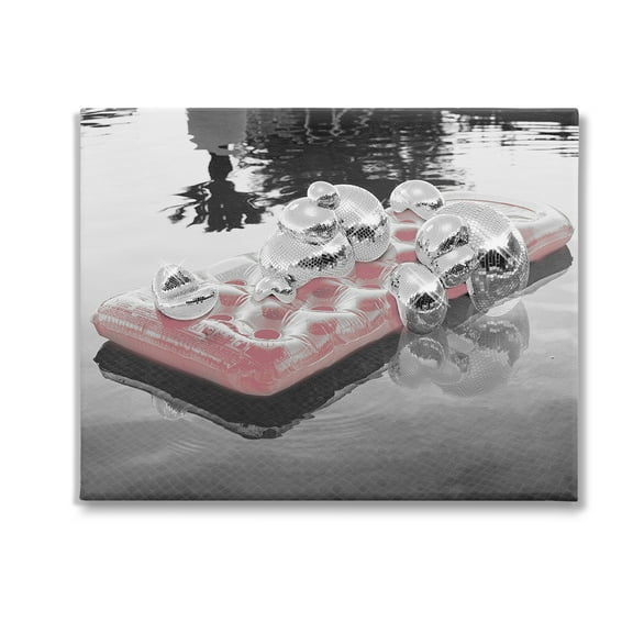 Stupell Industries Disco Balls Pool Float Abstract Painting Gallery Wrapped Canvas Art Print Wall Art, 20 x 16