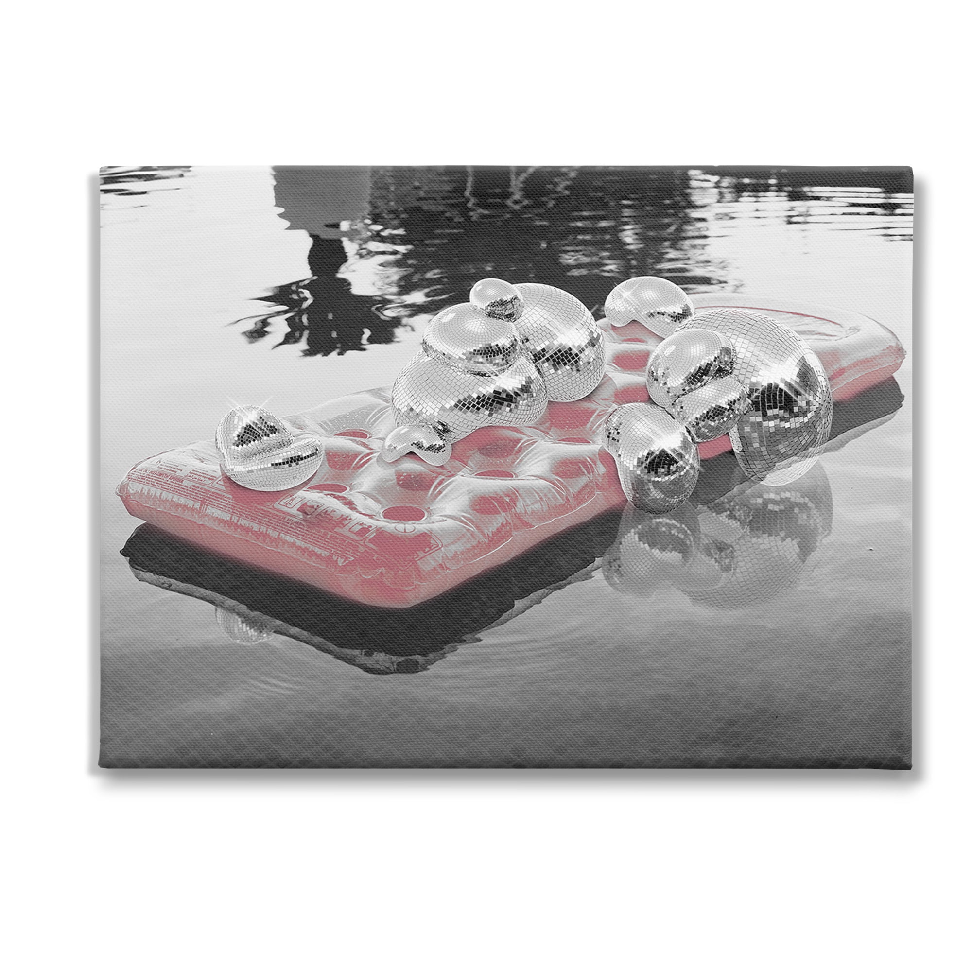 Stupell Industries Disco Balls Pool Float Abstract Painting Gallery Wrapped Canvas Art Print Wall Art, 48 x 36