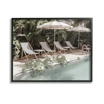 Stupell Industries Disco Balls at Pool Nature Painting Black Framed Art Print Wall Art, 14 x 11