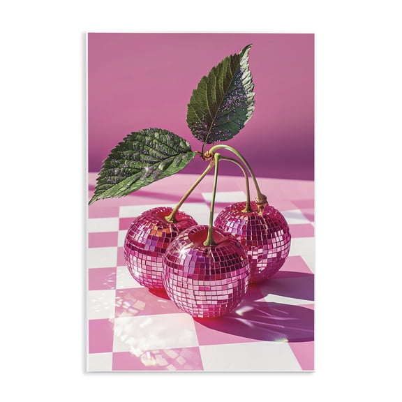 Stupell Industries Disco Cherries on Checkered Fashion Painting Unframed Art Print Wall Art, 10 x 15