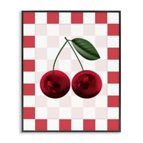Stupell Industries Disco Cherries on Checkered Food & Beverage Painting Black Framed Art Print Wall Art, 11 x 14