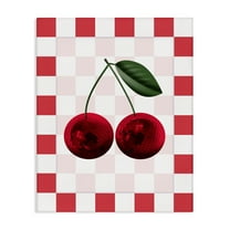 Stupell Industries Disco Cherries on Checkered Food & Beverage Painting Wrapped Canvas Canvas Art Print Wall Art, 16 x 20