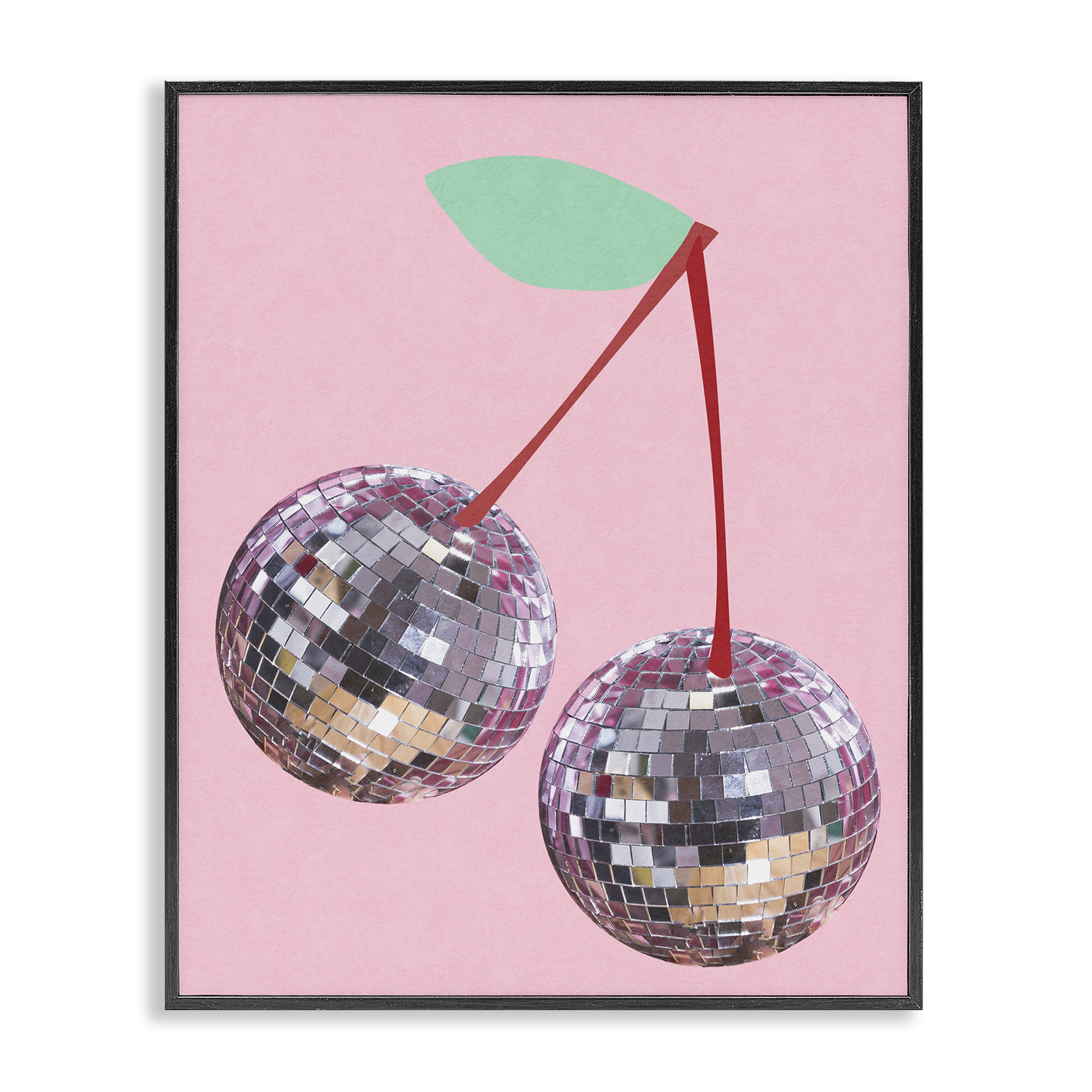 Stupell Industries Disco Cherries on Pink Entertainment Painting Black Framed Art Print Wall Art, 24 x 30