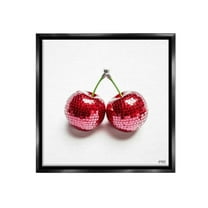 Stupell Industries Disco Cherries on White Food & Beverage Painting Black Floater Framed Canvas Art Print Wall Art, 18 x 18