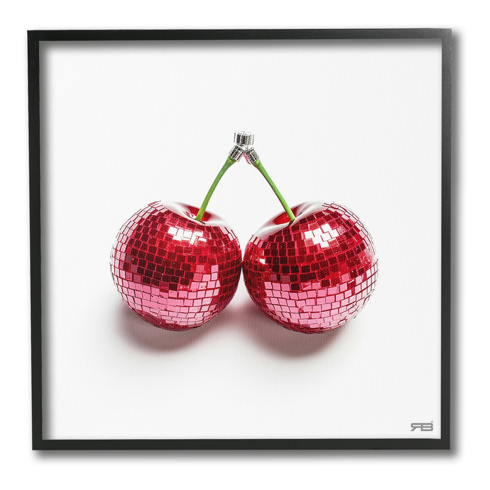 Stupell Industries Disco Cherries on White Food & Beverage Painting Black Framed Art Print Wall Art, 12 x 12