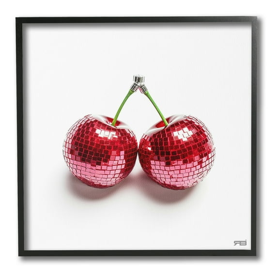 Stupell Industries Disco Cherries on White Food & Beverage Painting Black Framed Art Print Wall Art, 12 x 12