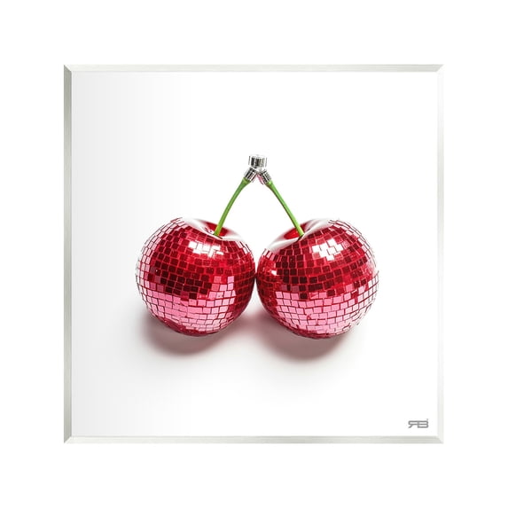 Stupell Industries Disco Cherries on White Food & Beverage Painting Unframed Art Print Wall Art, 12 x 12