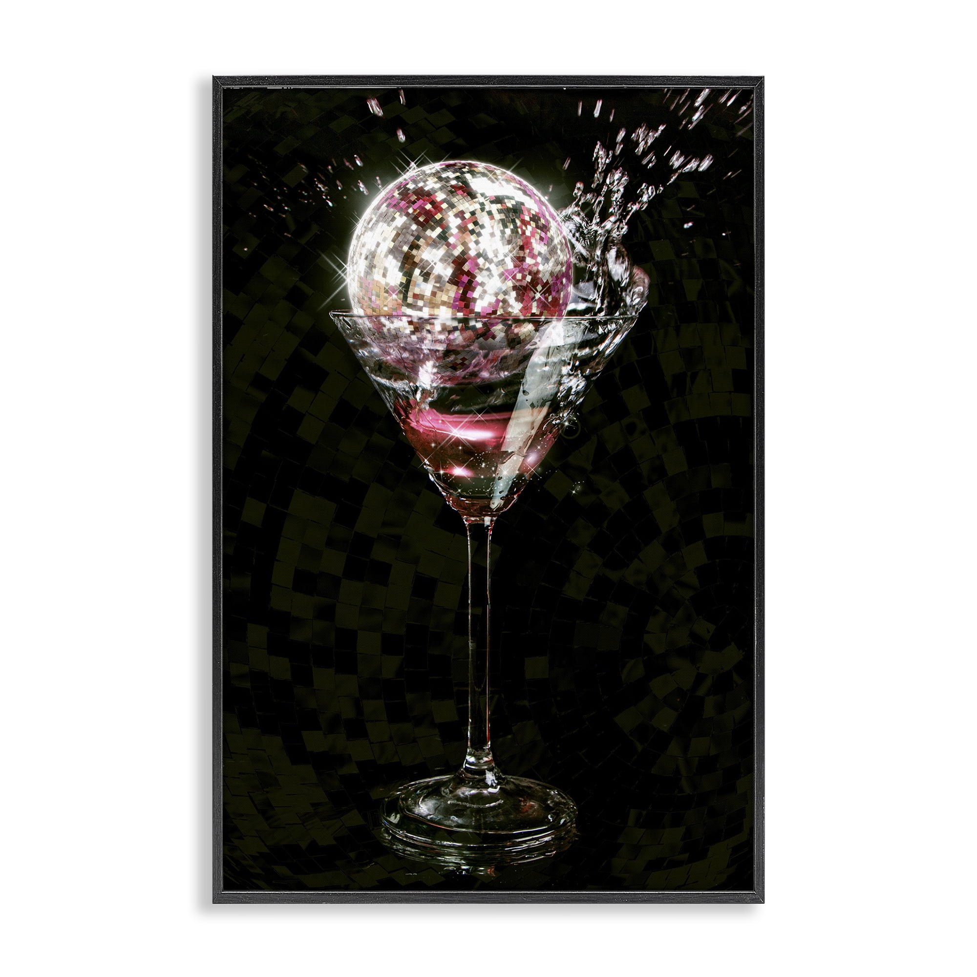 Stupell Industries Disco & Cocktail Splash Food & Beverage Painting Black Framed Art Print Wall Art, 12 x 18