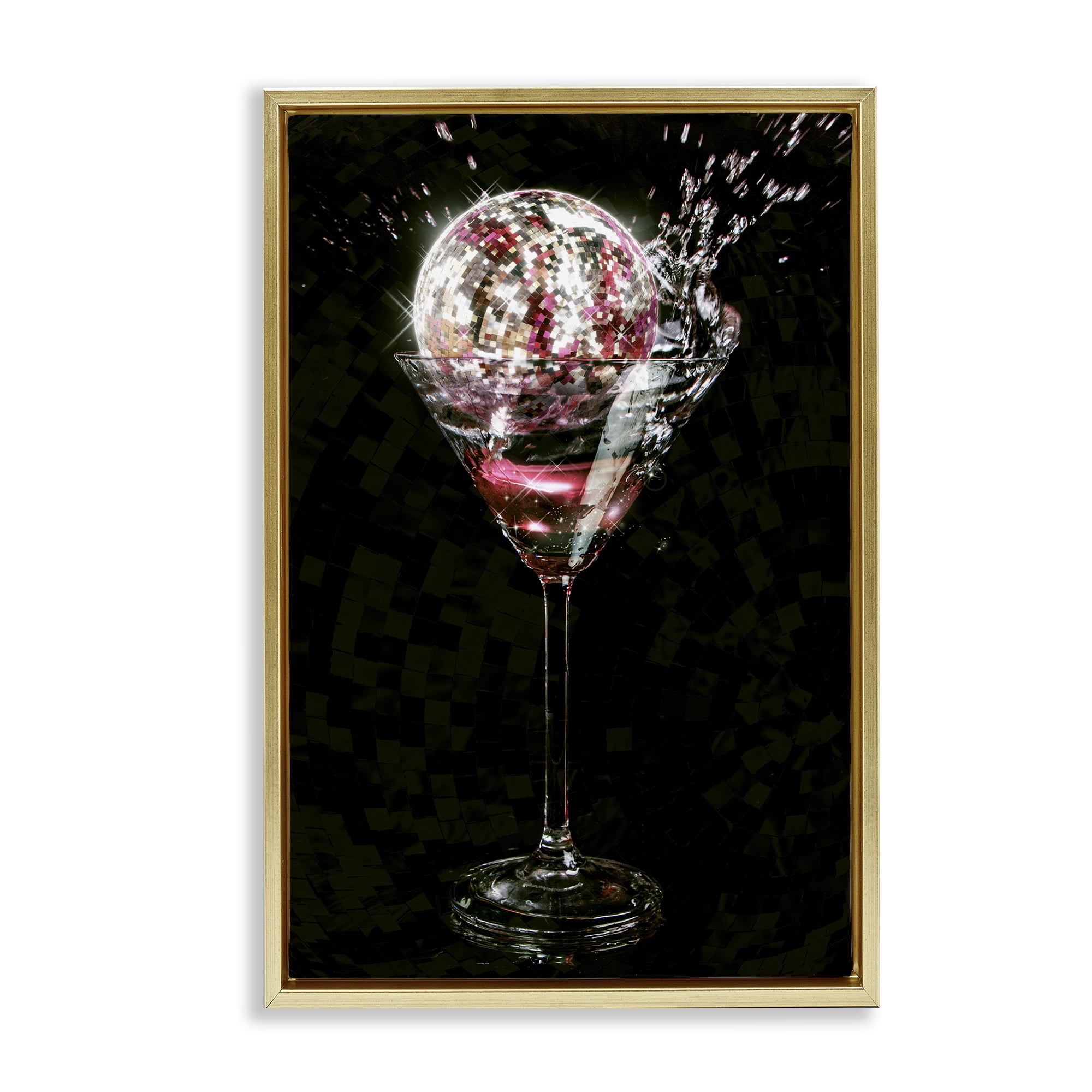 Stupell Industries Disco & Cocktail Splash Food & Beverage Painting Gold Floater Framed Art Print Wall Art, 21 x 31