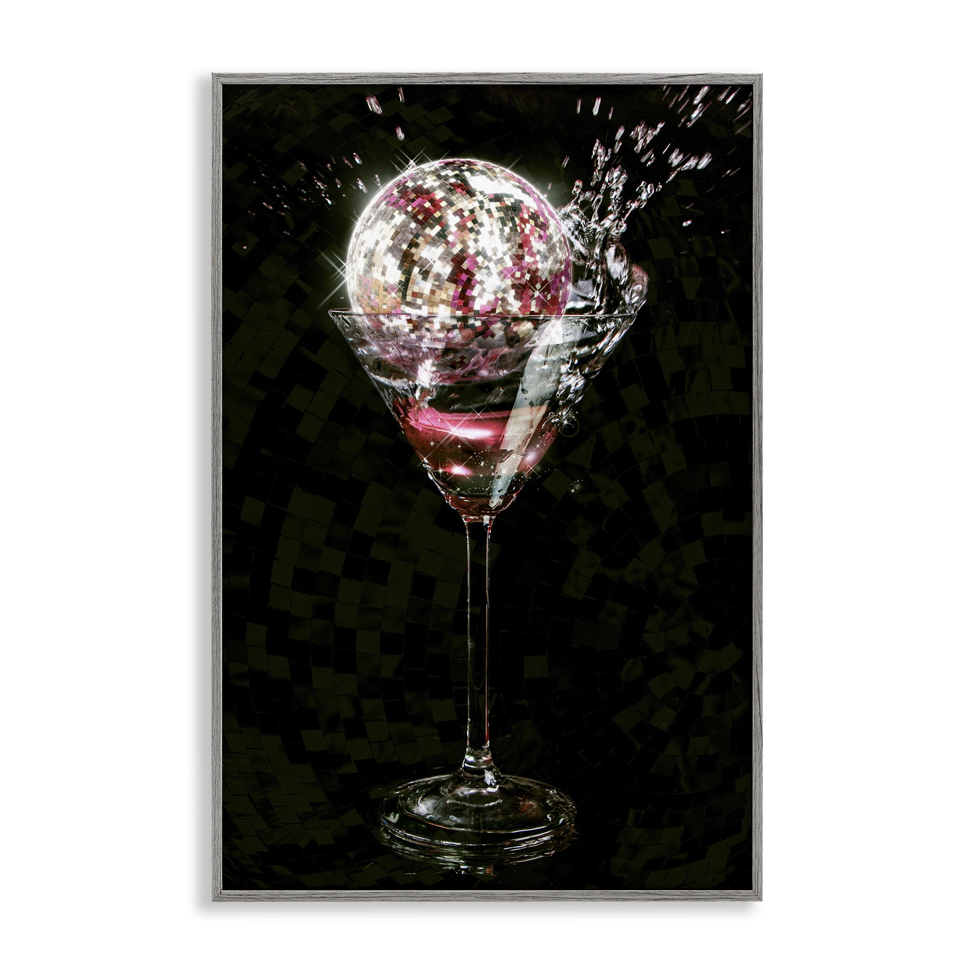 Stupell Industries Disco & Cocktail Splash Food & Beverage Painting Gray Framed Art Print Wall Art, 16 x 24