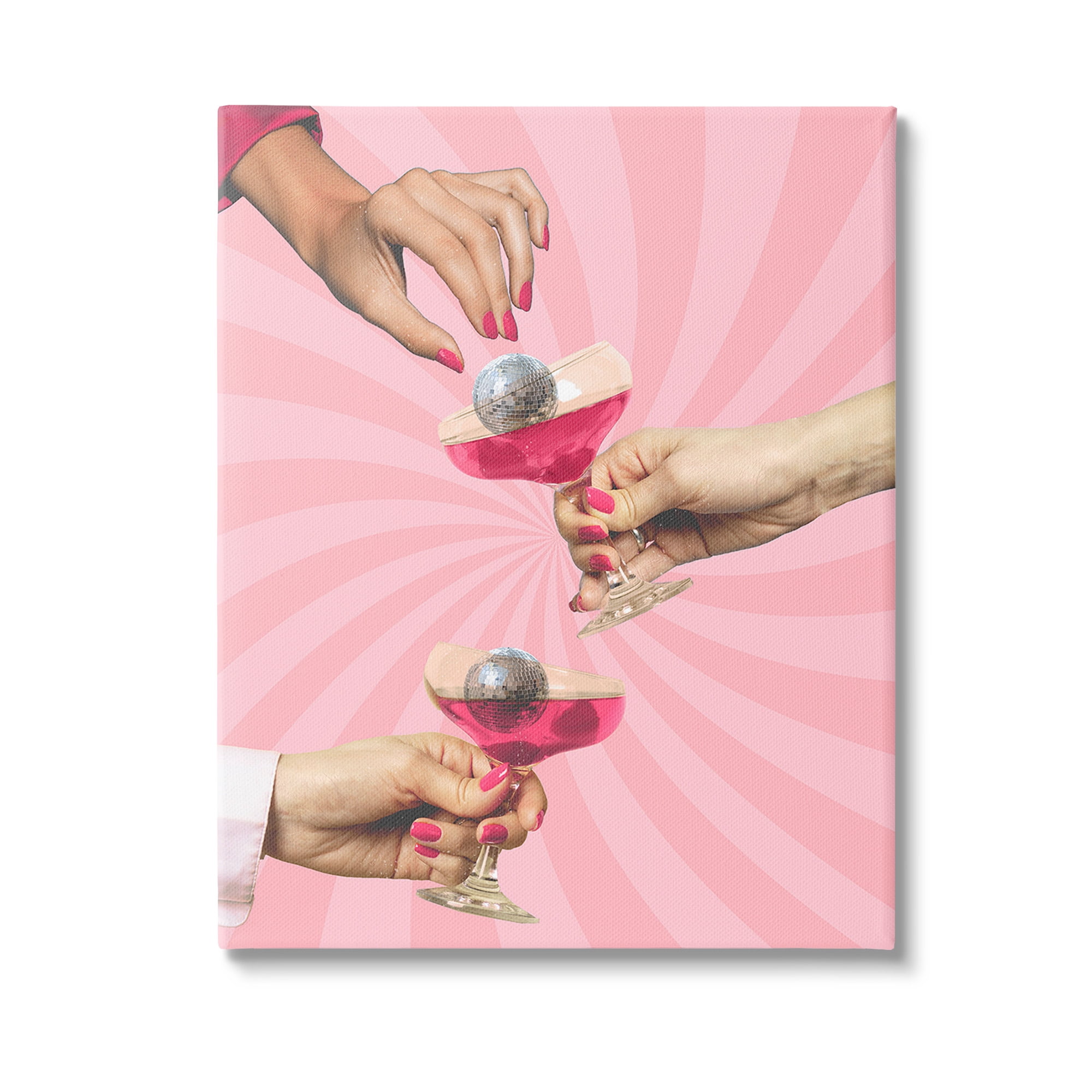 Stupell Industries Disco Cocktails on Stripes Food & Beverage Painting Gallery Wrapped Canvas Art Print Wall Art, 16 x 20