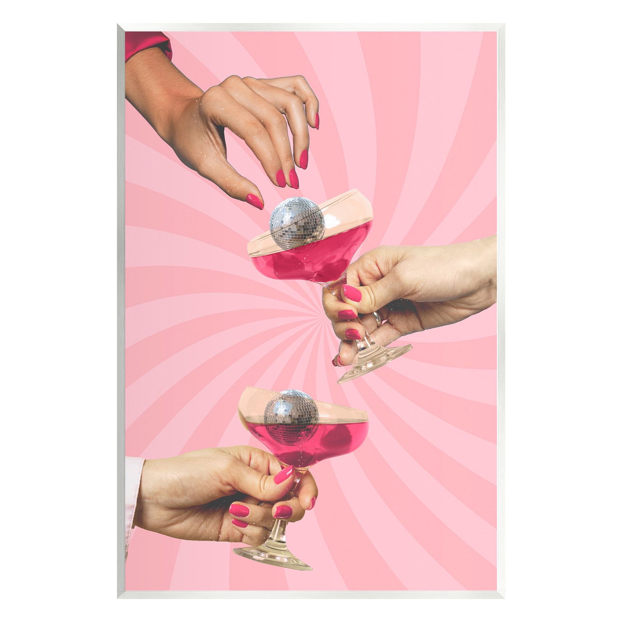 Stupell Industries Disco Cocktails on Stripes Food & Beverage Painting Unframed Art Print Wall Art, 13 x 19