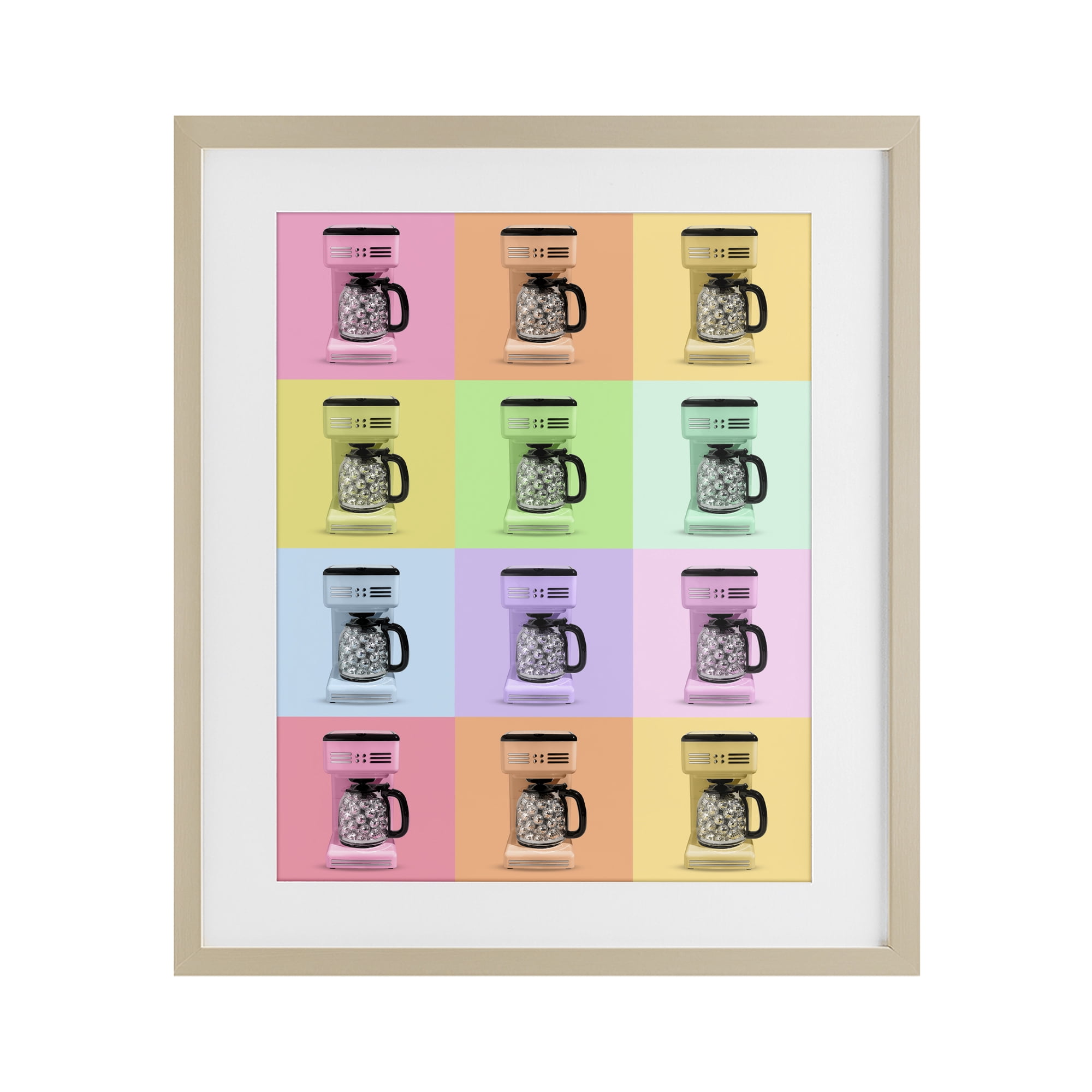 Stupell Industries Disco Coffee Maker Collage Birch Framed Print Under Glass, design by LISH Creative