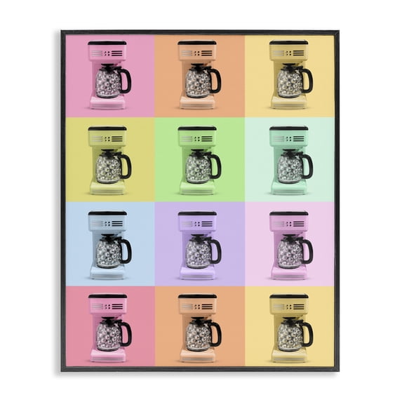 Stupell Industries Eclectic Disco Coffee Maker Collage Black Framed Giclee Art, 16 x 20, by LISH Creative
