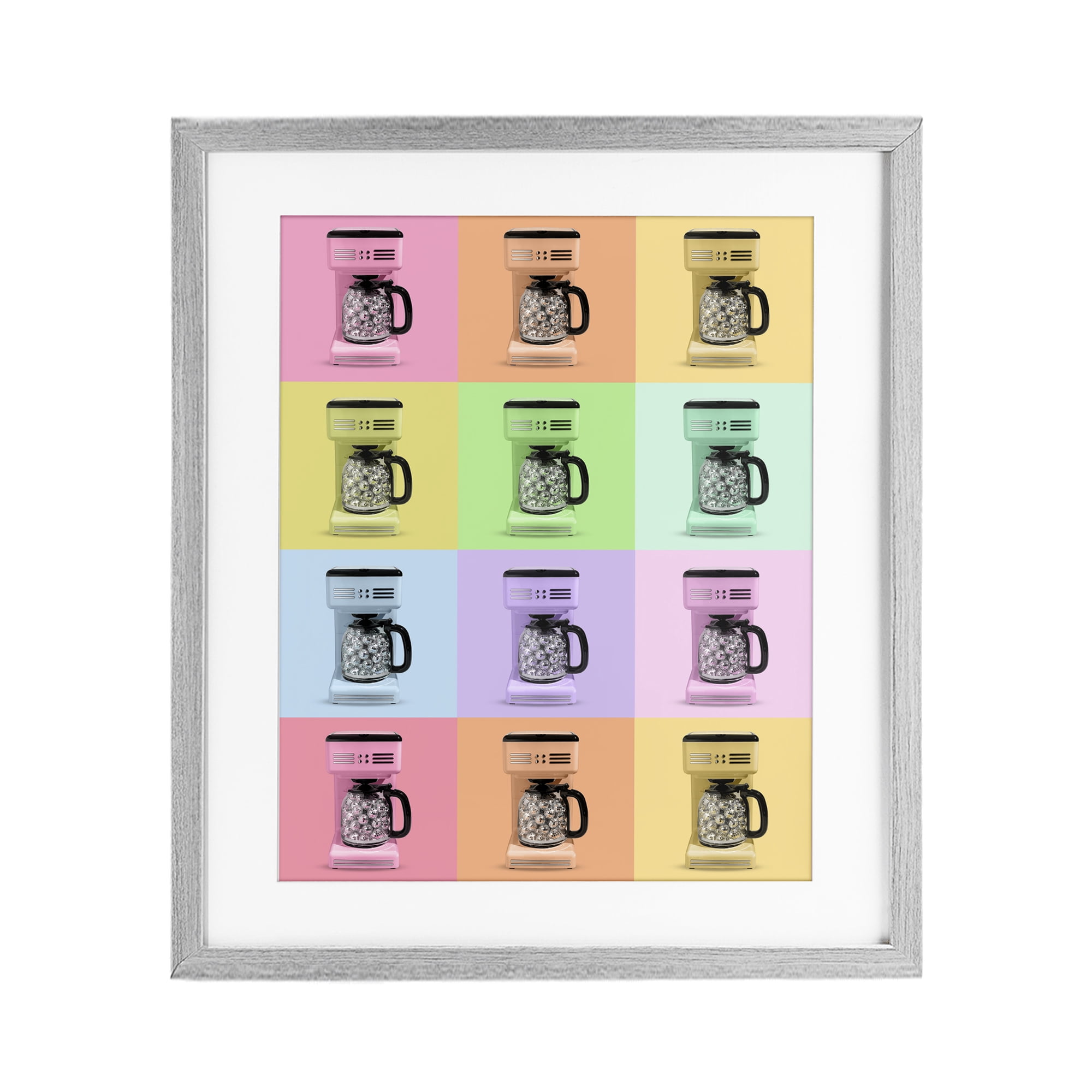 Stupell Industries Disco Coffee Maker Collage Gray Framed Print Under Glass, design by LISH Creative