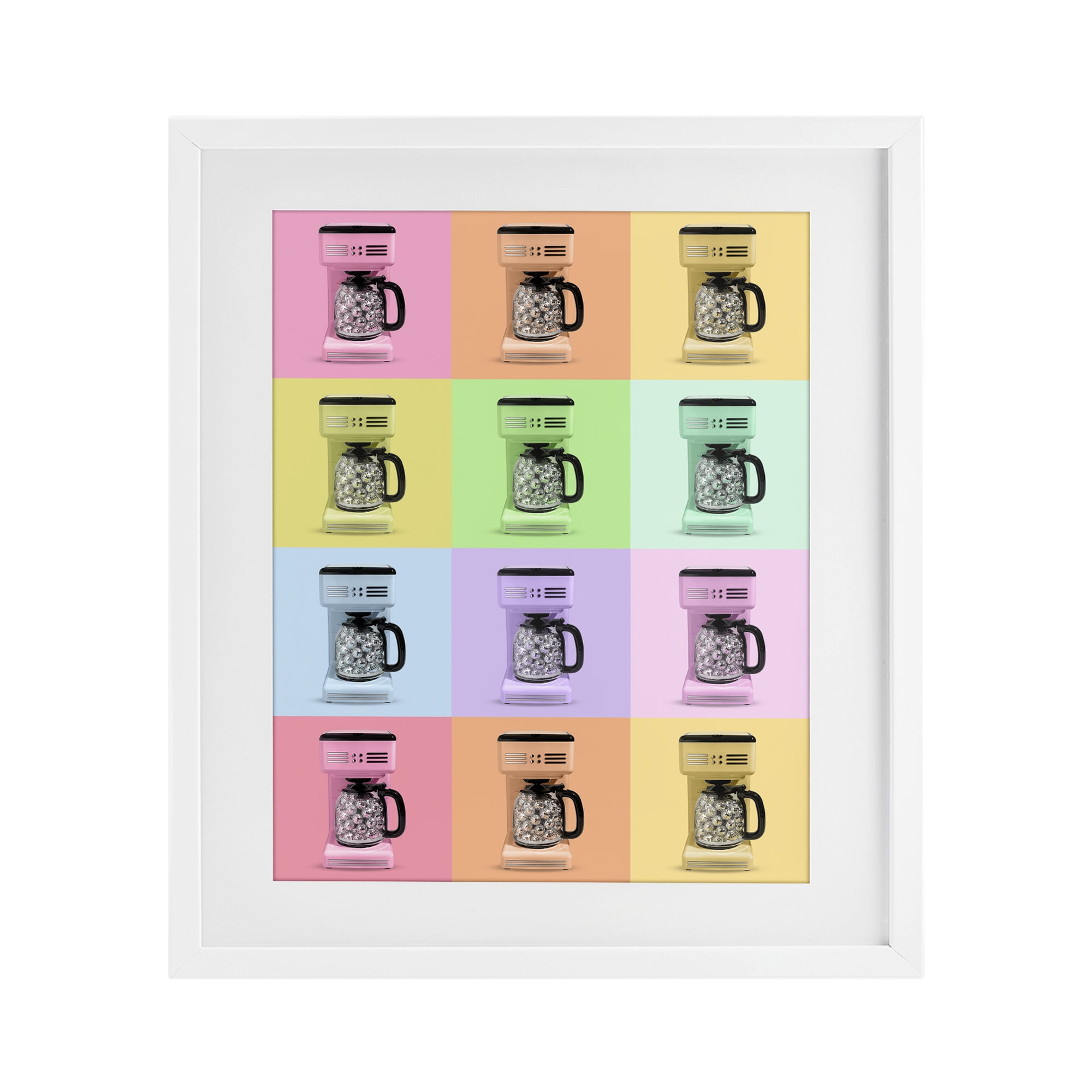 Stupell Industries Disco Coffee Maker Collage White Framed Print Under Glass, design by LISH Creative