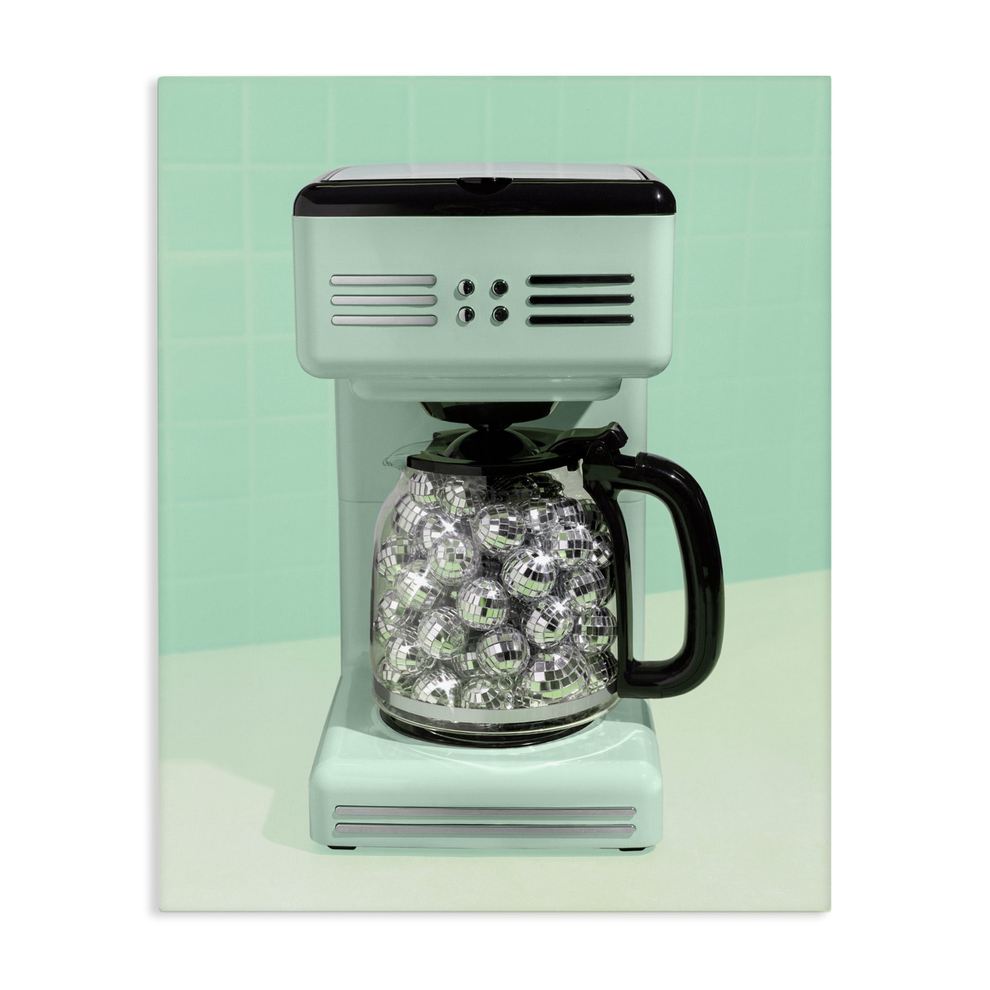 Stupell Industries Disco Coffee Maker over Green Canvas Wall Art, design by LISH Creative
