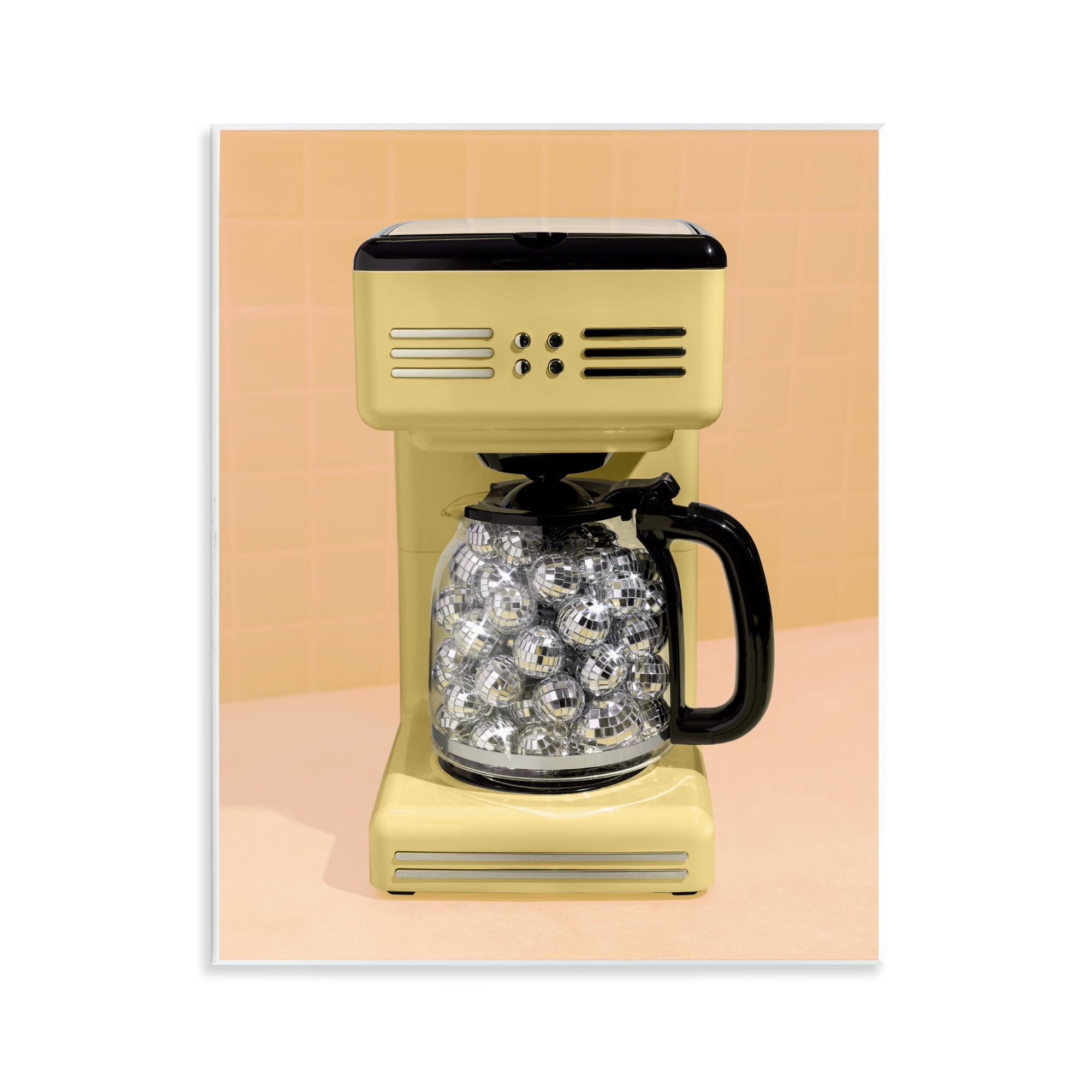 Stupell Industries Disco Coffee Maker over Yellow Wall Plaque Art, design by LISH Creative