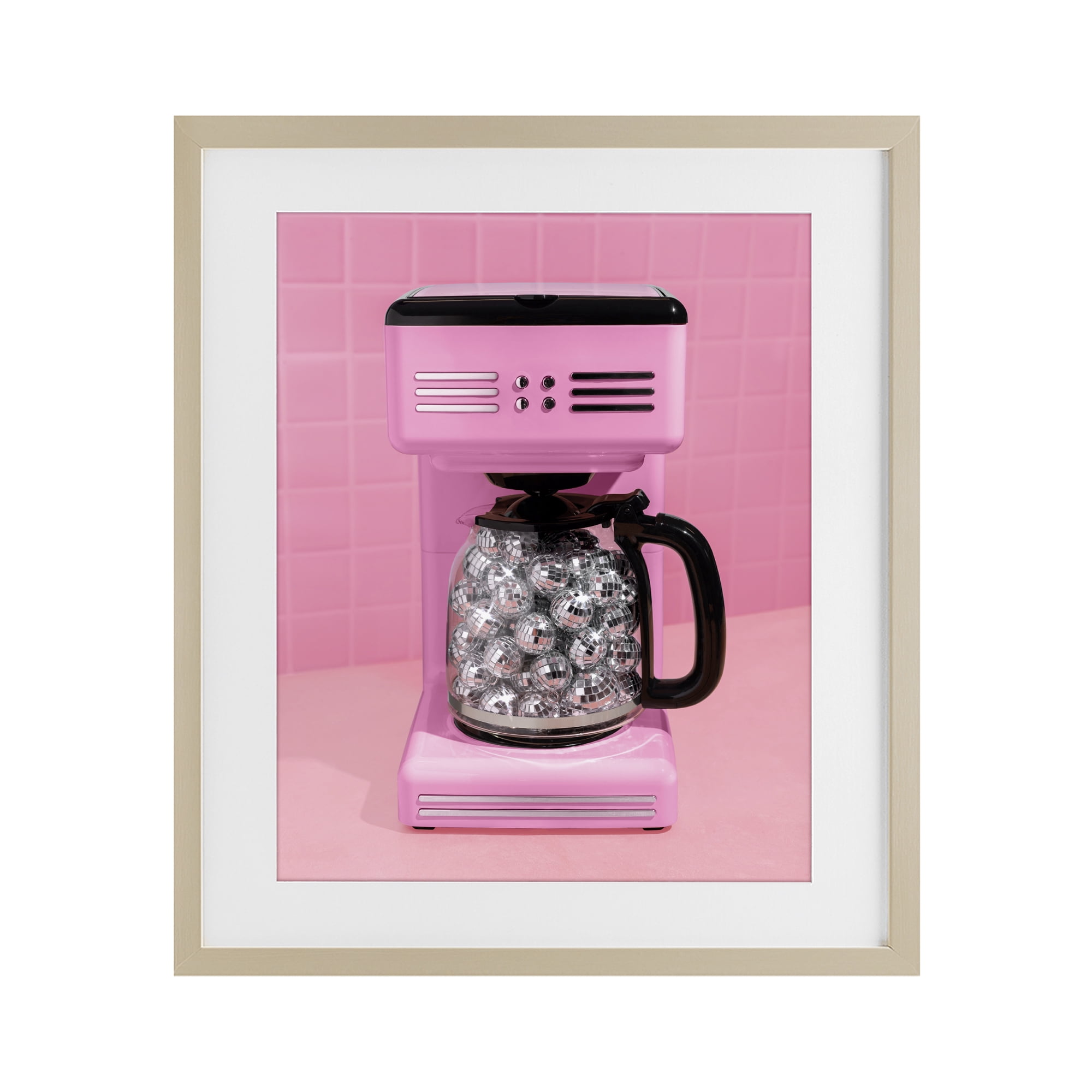 Stupell Industries Disco Coffee Over Pink Birch Framed Print Under Glass, design by LISH Creative