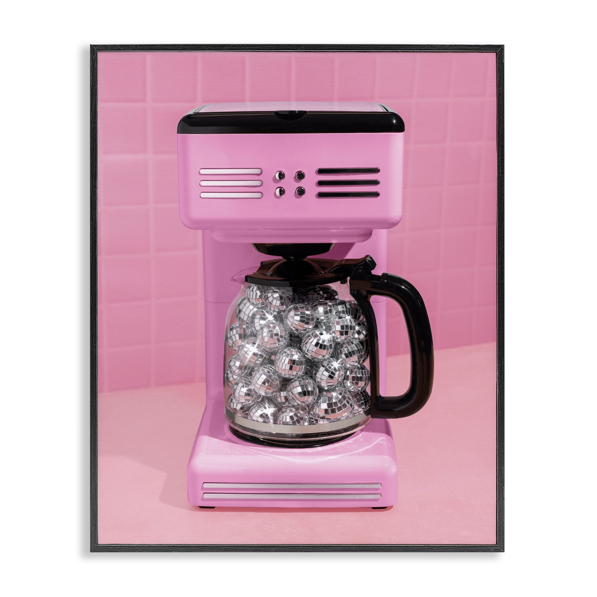Stupell Industries Disco Coffee Over Pink Black Framed Giclee Art, design by LISH Creative