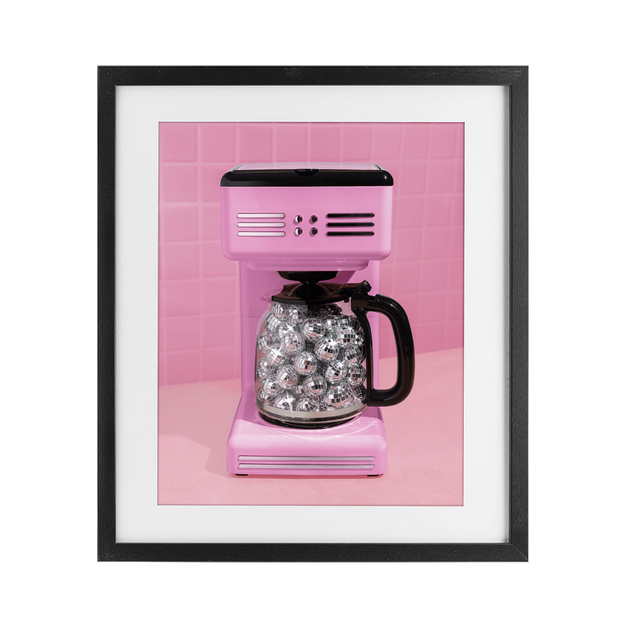 Stupell Industries Disco Coffee Over Pink Black Framed Print Under Glass, design by LISH Creative
