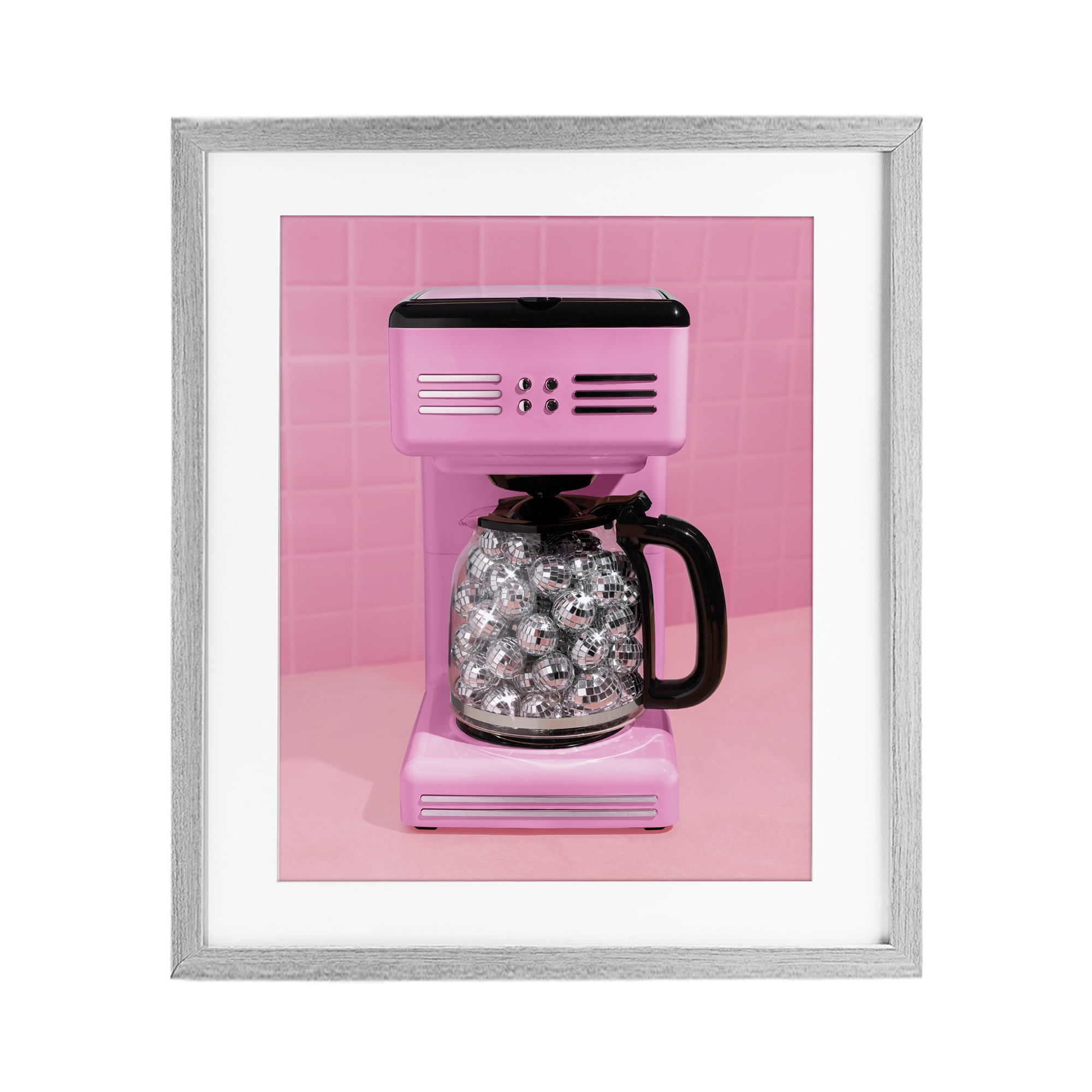 Stupell Industries Disco Coffee Over Pink Gray Framed Print Under Glass, design by LISH Creative