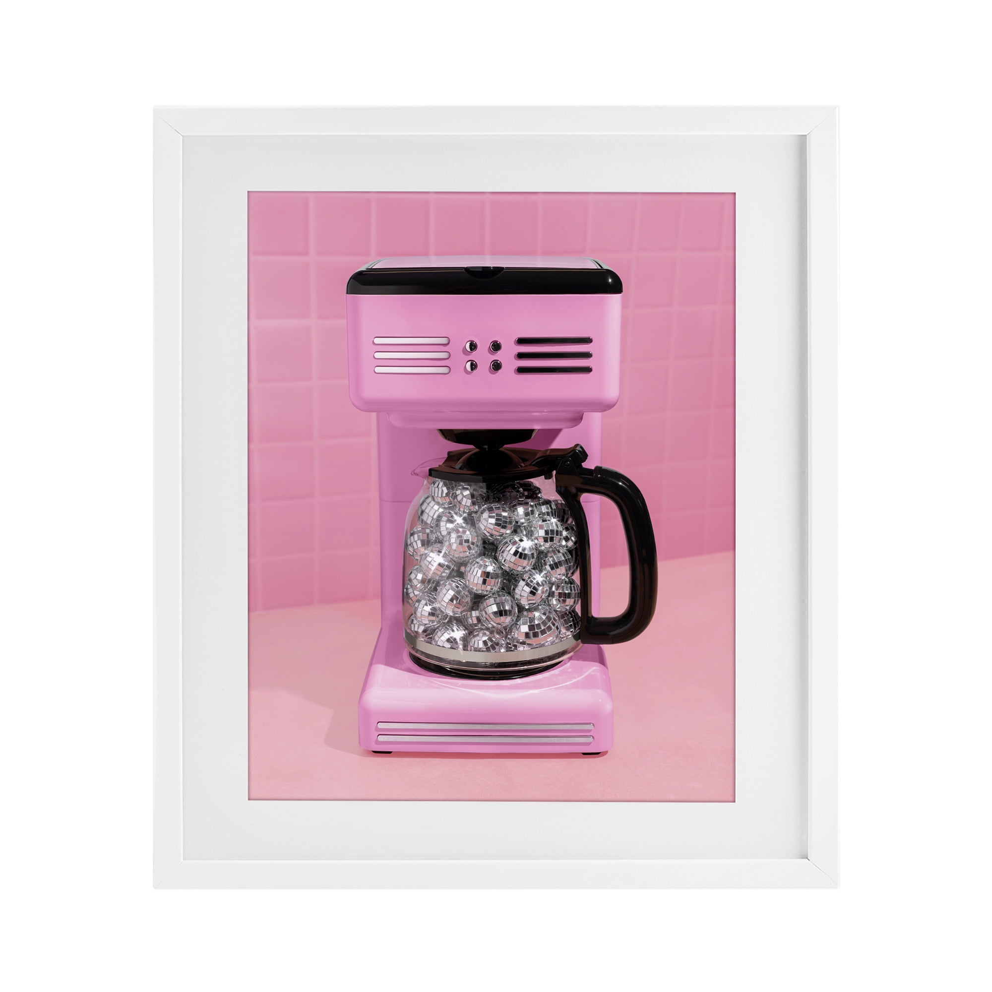 Stupell Industries Disco Coffee Over Pink White Framed Print Under Glass, design by LISH Creative