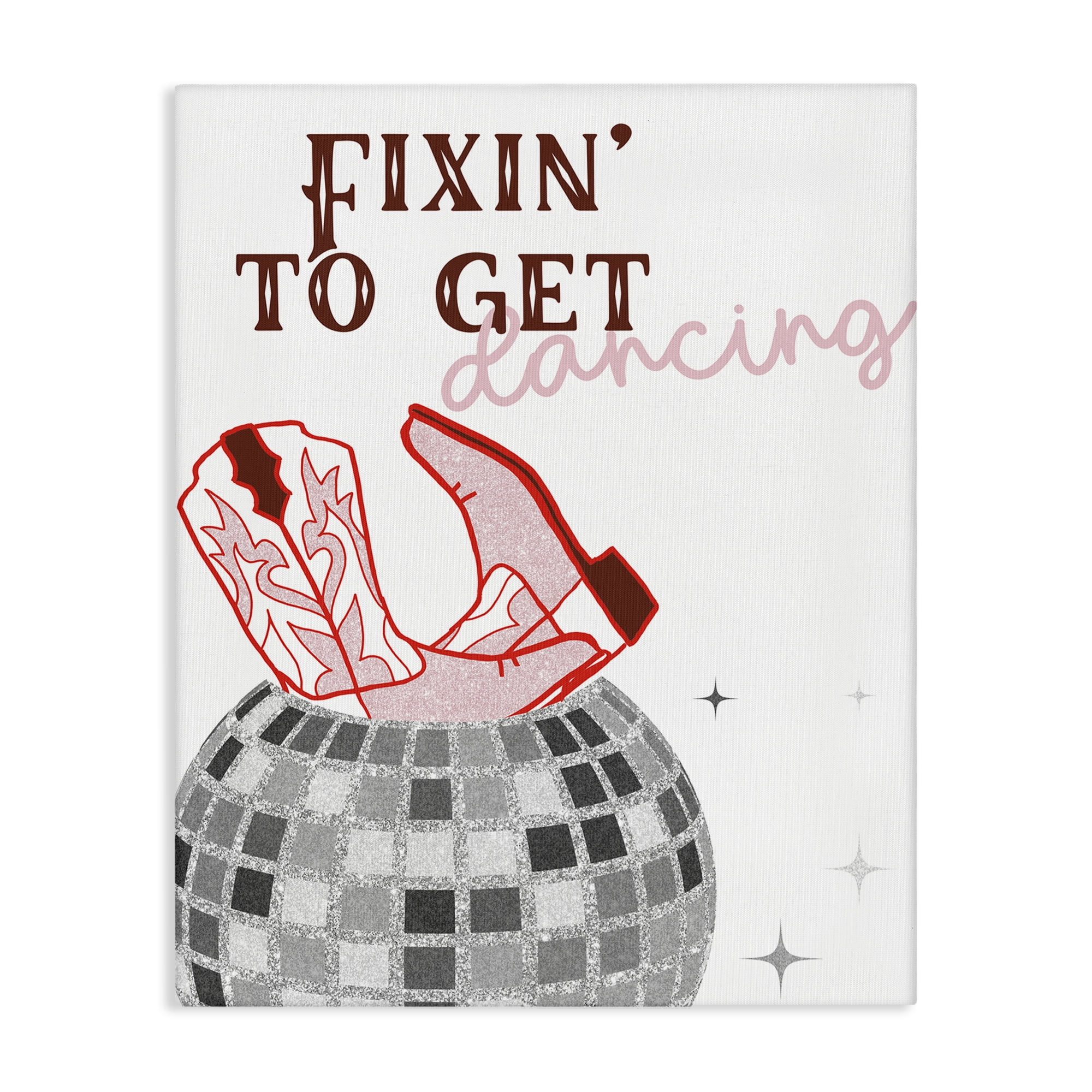 Stupell Industries Disco Cowgirl Dance Phrase Text & Numbers Painting Wrapped Canvas Art Print Wall Art, 30 x 40
