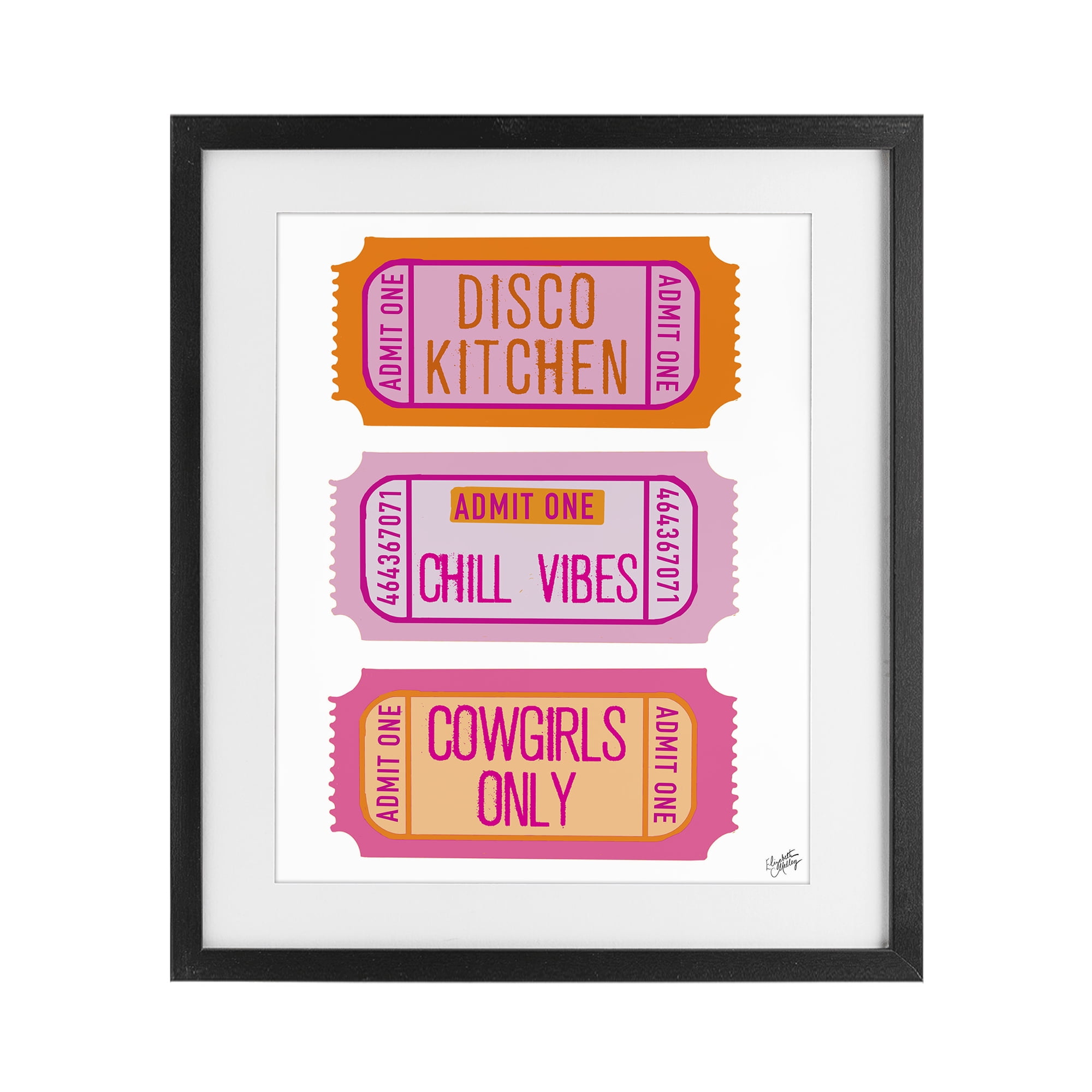 Stupell Industries Disco Cowgirl Ticket Phrases Black Framed Print Under Glass, design by Elizabeth Medley