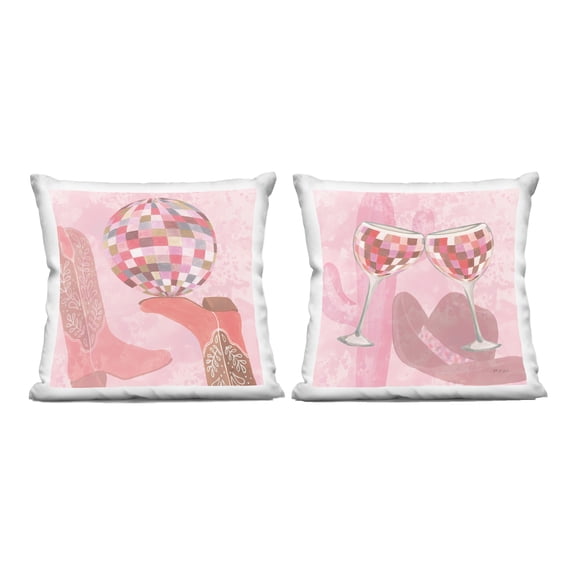 Stupell Industries Disco Cowgirl Western Glam 2 Piece Outdoor Printed Pillow Set, design by Yvette St. Amant
